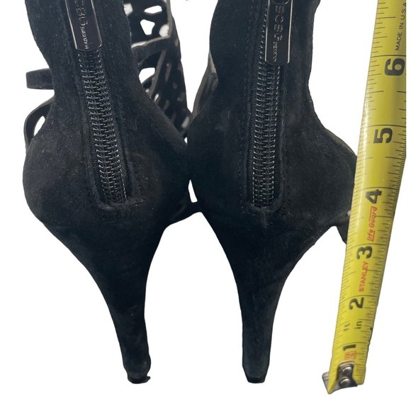 BCBGeneration Women's Size 8 Black Laser Cut Suede Open-Toe Sandals - Picture 3 of 5
